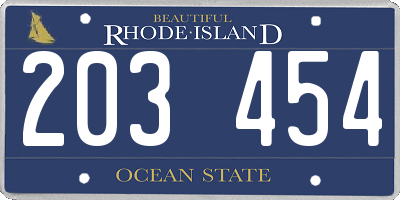 RI license plate 203454
