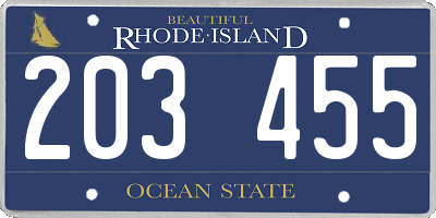 RI license plate 203455