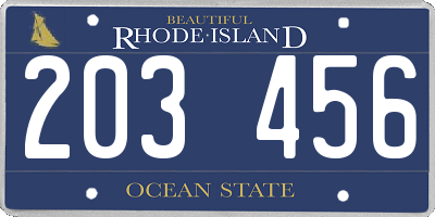 RI license plate 203456