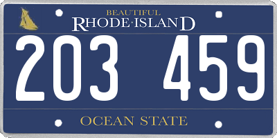 RI license plate 203459