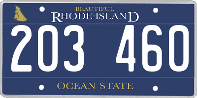 RI license plate 203460