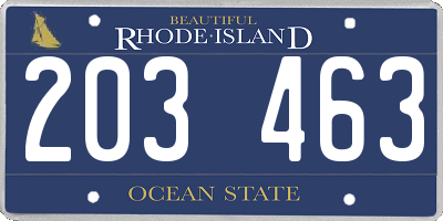RI license plate 203463