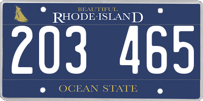 RI license plate 203465