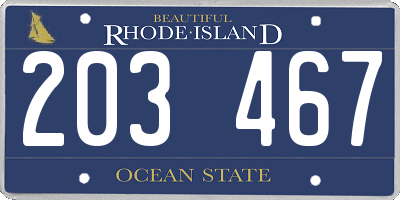 RI license plate 203467