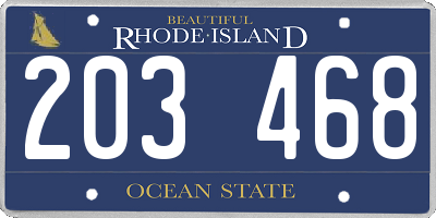 RI license plate 203468