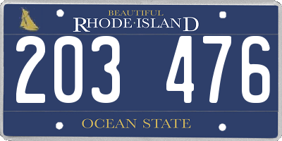 RI license plate 203476