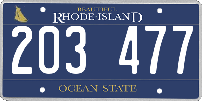 RI license plate 203477