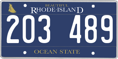 RI license plate 203489