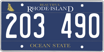 RI license plate 203490