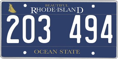 RI license plate 203494