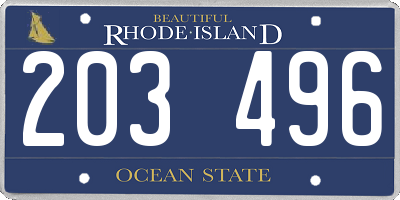 RI license plate 203496