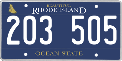 RI license plate 203505