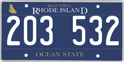 RI license plate 203532