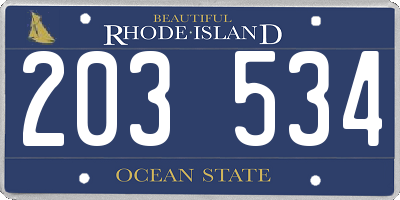 RI license plate 203534