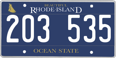 RI license plate 203535