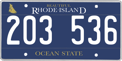 RI license plate 203536