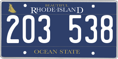 RI license plate 203538