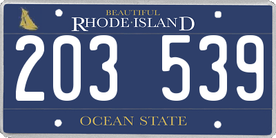 RI license plate 203539
