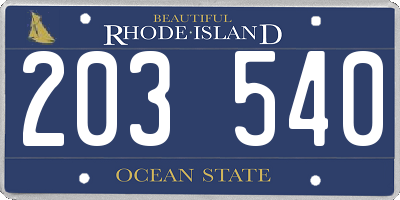 RI license plate 203540