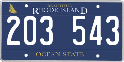 RI license plate 203543