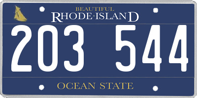RI license plate 203544