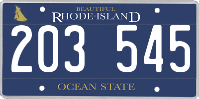 RI license plate 203545
