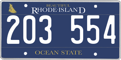 RI license plate 203554