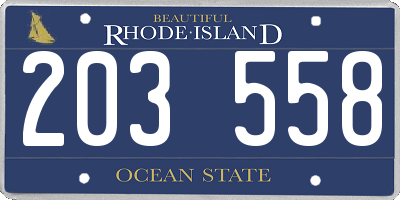RI license plate 203558