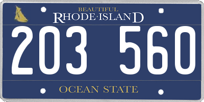 RI license plate 203560