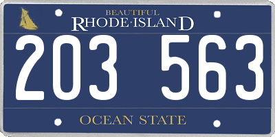 RI license plate 203563