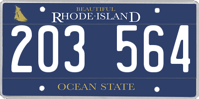 RI license plate 203564