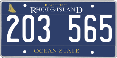 RI license plate 203565