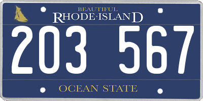 RI license plate 203567