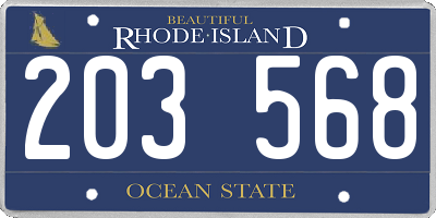 RI license plate 203568