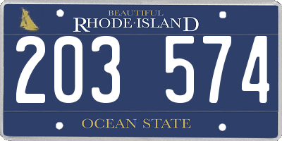 RI license plate 203574