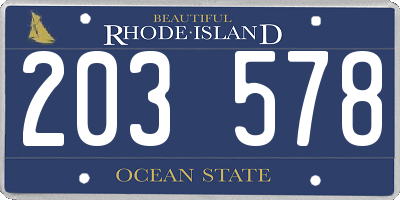 RI license plate 203578