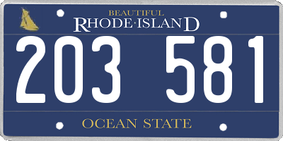 RI license plate 203581