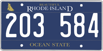 RI license plate 203584
