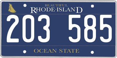 RI license plate 203585