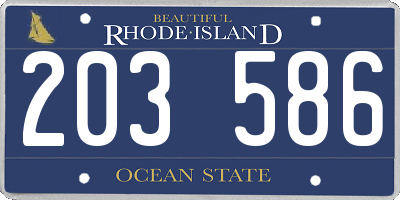 RI license plate 203586