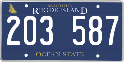 RI license plate 203587