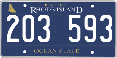RI license plate 203593