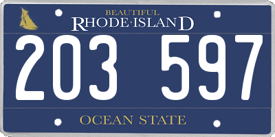 RI license plate 203597