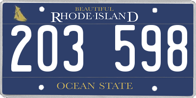 RI license plate 203598