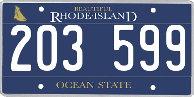 RI license plate 203599