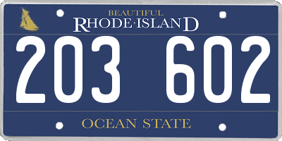 RI license plate 203602