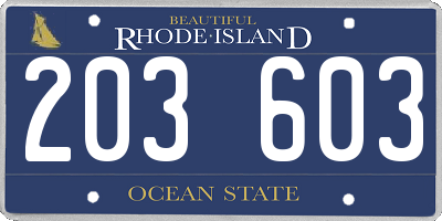 RI license plate 203603