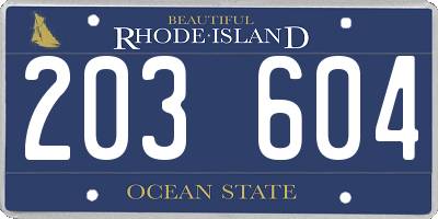 RI license plate 203604