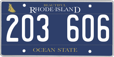 RI license plate 203606