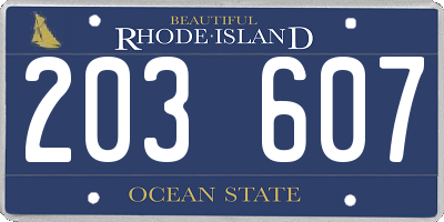 RI license plate 203607